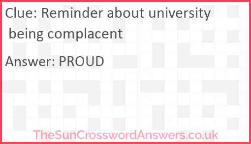 Reminder about university being complacent Answer