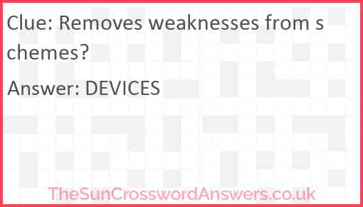 Removes weaknesses from schemes? Answer