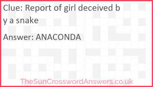 Report of girl deceived by a snake Answer
