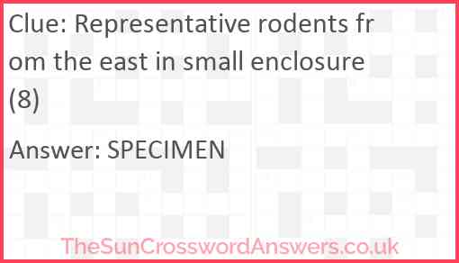 Representative rodents from the east in small enclosure (8) Answer