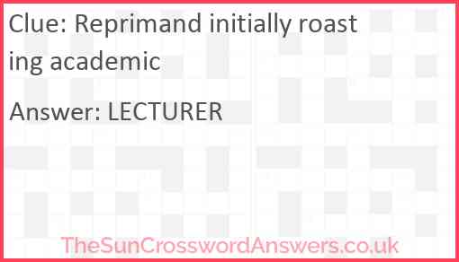 Reprimand initially roasting academic Answer