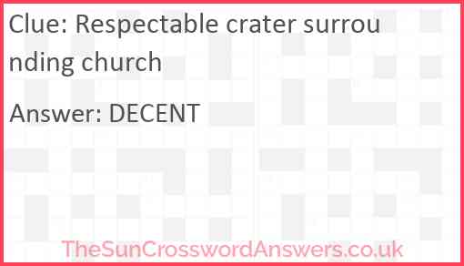 Respectable crater surrounding church Answer