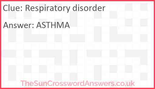 Respiratory disorder Answer