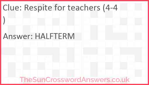 Respite for teachers (4-4) Answer