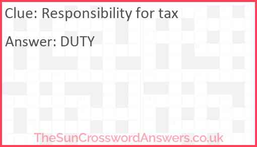 Responsibility for tax Answer