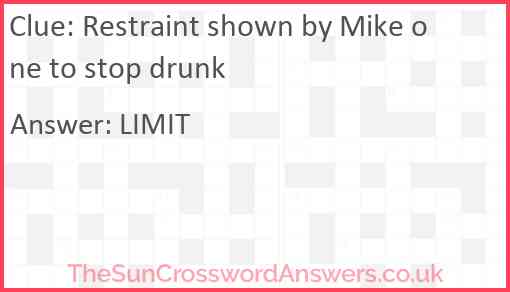 Restraint shown by Mike one to stop drunk Answer