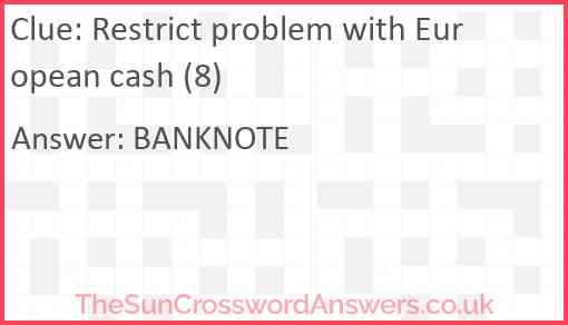 Restrict problem with European cash (8) Answer