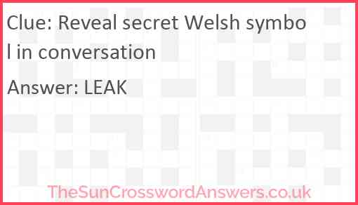 Reveal secret Welsh symbol in conversation Answer