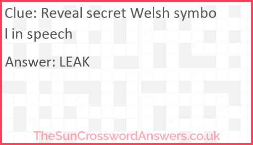 Reveal secret Welsh symbol in speech Answer