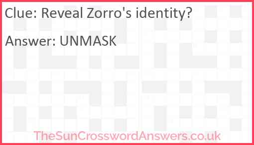 Reveal Zorro's identity? Answer