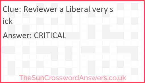 Reviewer a Liberal very sick Answer