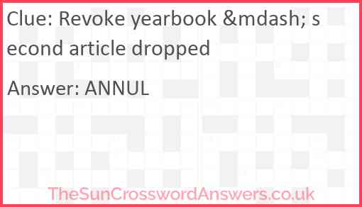 Revoke yearbook &mdash; second article dropped Answer