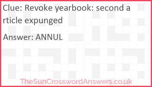 Revoke yearbook: second article expunged Answer