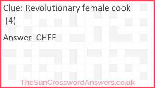 Revolutionary female cook (4) Answer