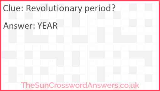 Revolutionary period? Answer