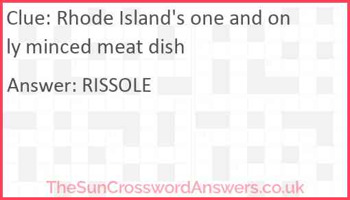 Rhode Island's one and only minced meat dish Answer