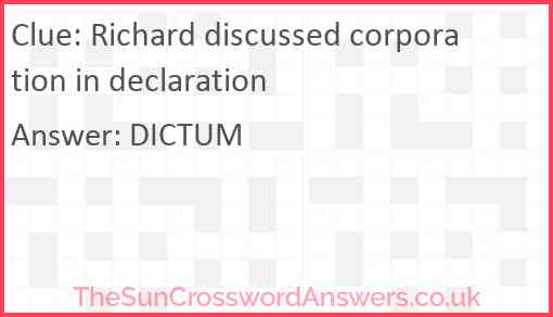 Richard discussed corporation in declaration Answer