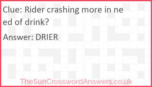Rider crashing more in need of drink? Answer
