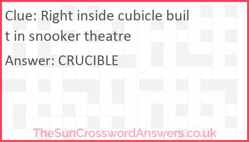 Right inside cubicle built in snooker theatre Answer