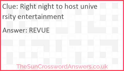 Right night to host university entertainment Answer