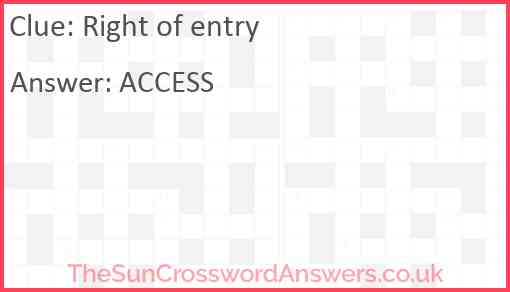 Right of entry Answer