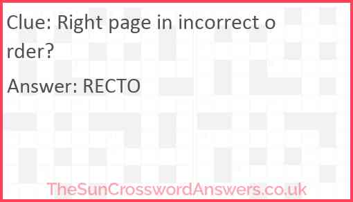 Right page in incorrect order? Answer