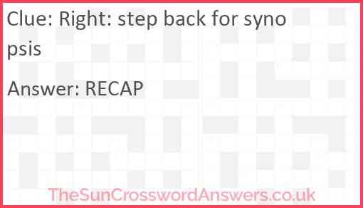 Right: step back for synopsis Answer
