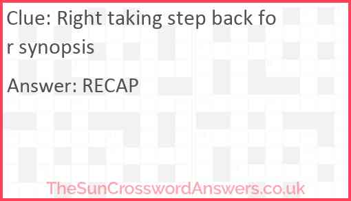 Right taking step back for synopsis Answer