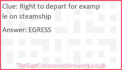 Right to depart for example on steamship Answer