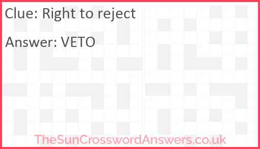 Right to reject Answer