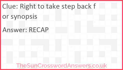 Right to take step back for synopsis Answer