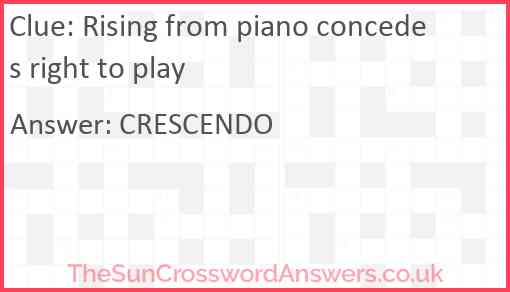 Rising from piano concedes right to play Answer