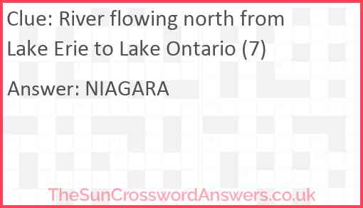 River flowing north from Lake Erie to Lake Ontario (7) Answer
