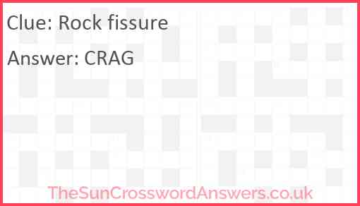 Rock fissure crossword clue TheSunCrosswordAnswers co uk