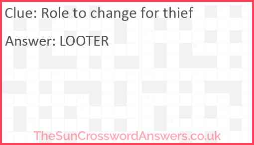Role to change for thief Answer
