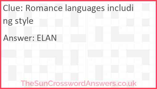 Romance languages including style Answer