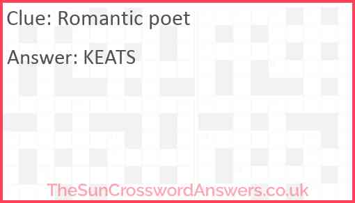 Romantic poet Answer