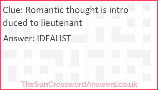 Romantic thought is introduced to lieutenant Answer