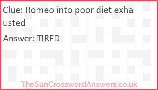Romeo into poor diet exhausted Answer