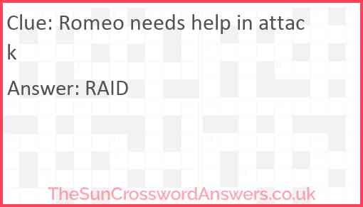 Romeo needs help in attack Answer