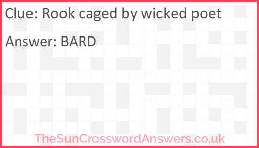 Rook caged by wicked poet Answer