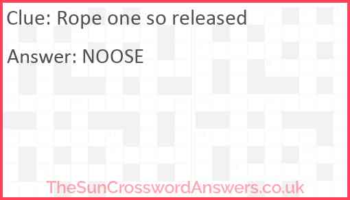 Rope one so released Answer