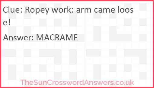 Ropey work: arm came loose! Answer