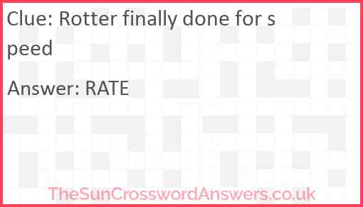 Rotter finally done for speed Answer