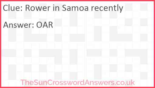 Rower in Samoa recently Answer