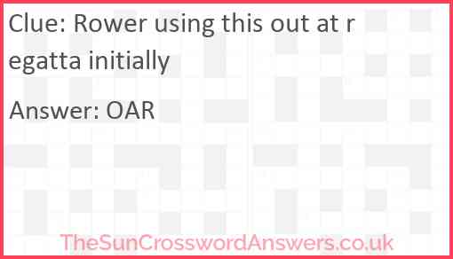 Rower using this out at regatta initially Answer