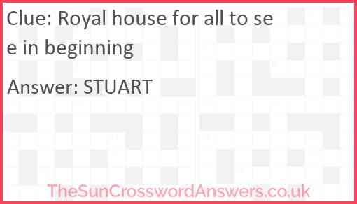 Royal house for all to see in beginning Answer