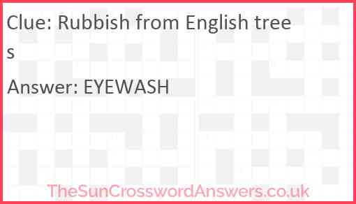 Rubbish from English trees Answer