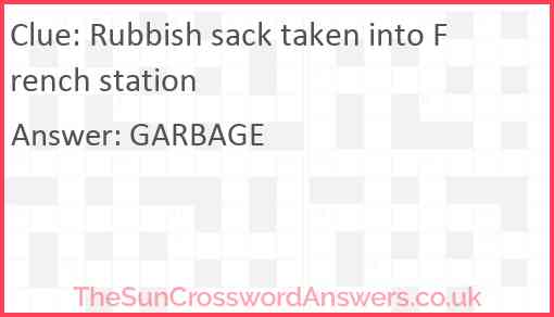 Rubbish sack taken into French station Answer