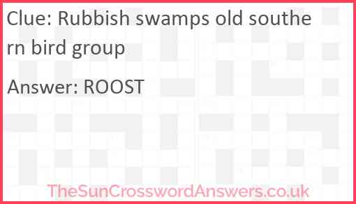 Rubbish swamps old southern bird group Answer